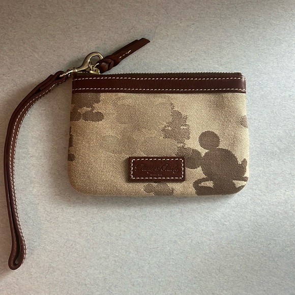 Dooney and Bourke Disney Parks Tan Mickey Wristlet - Picture 1 of 9